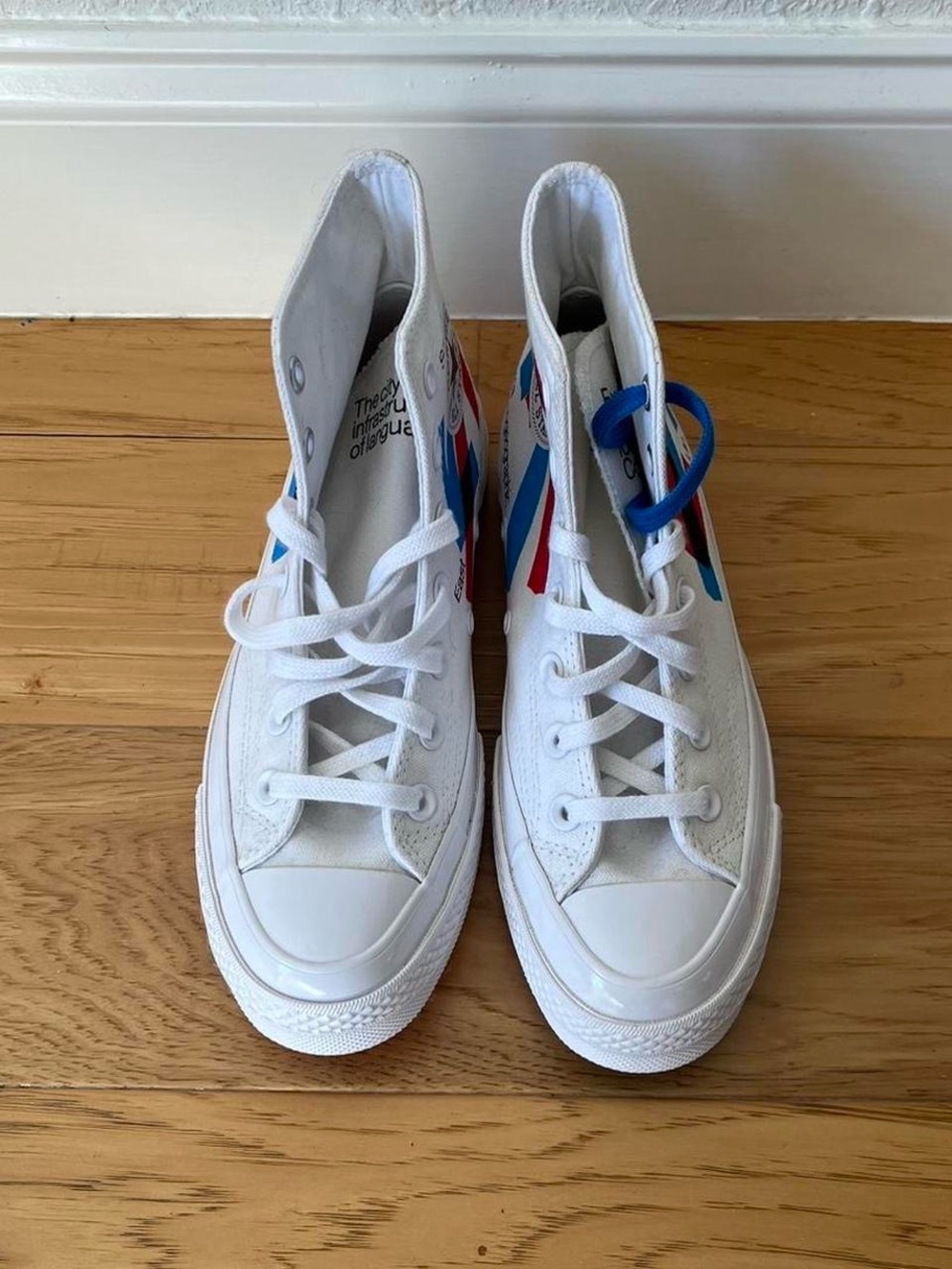 Converse Chuck Taylor x Patta White High-Top Sneakers with Red & Blue Accents - Picture 3 of 8